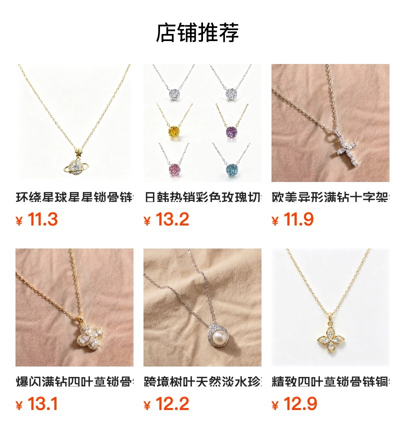 Amazon cross-border round full zirconium collarbone chain for women, simple ins style old money necklace, light luxury, niche and high-end feel pic 2