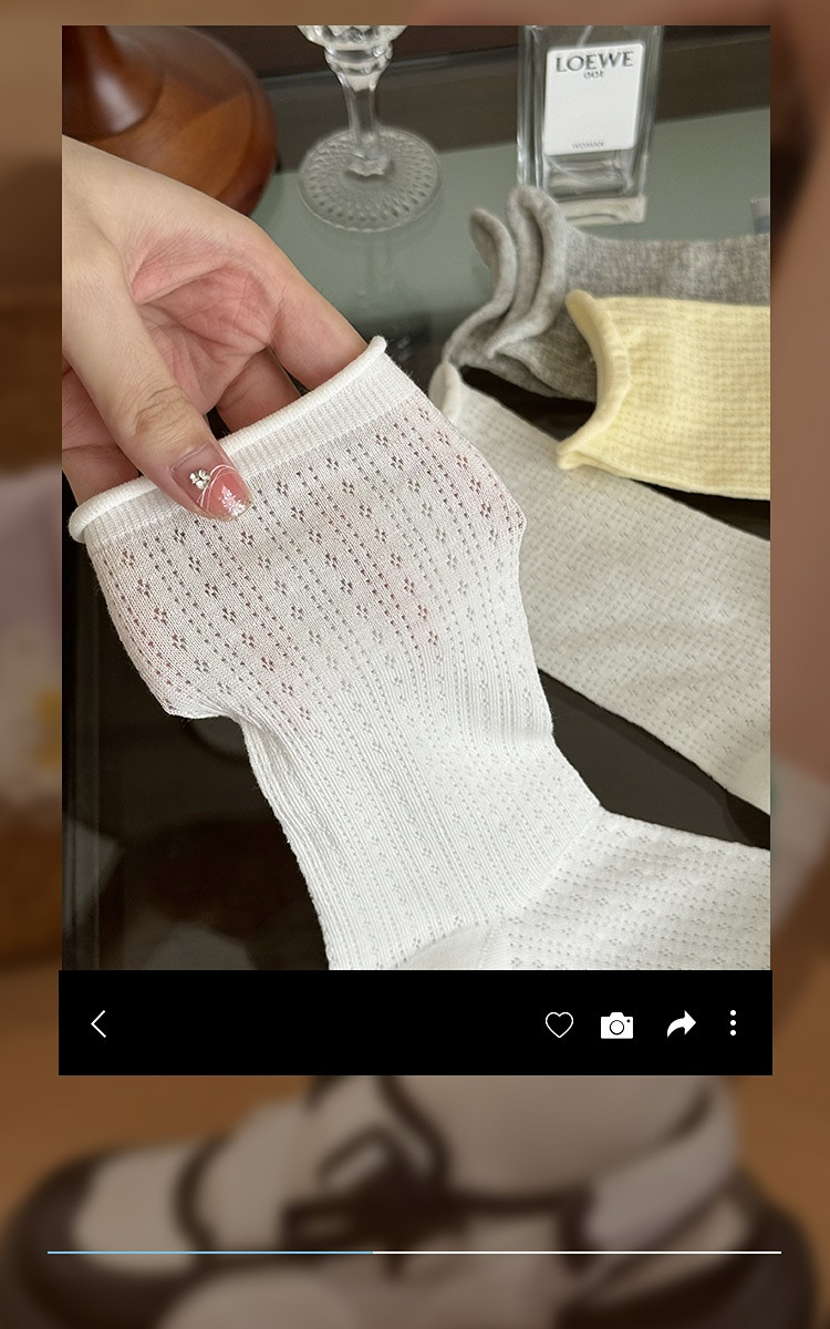 袜子纯棉女中筒袜春夏季薄款日系镂空网眼卷边百搭堆堆袜诸暨袜业详情10