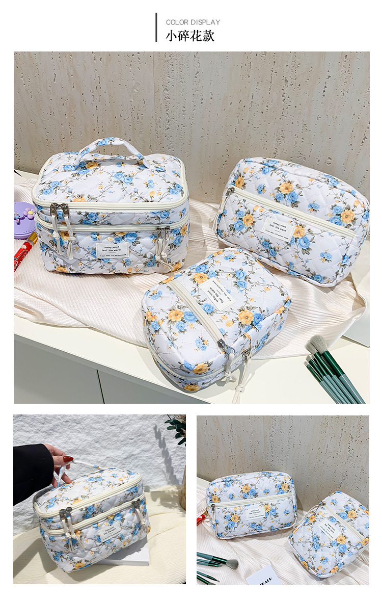 新款碎花化妆包大容量高级感化妆品收纳包便携旅行洗漱包手拿包详情18