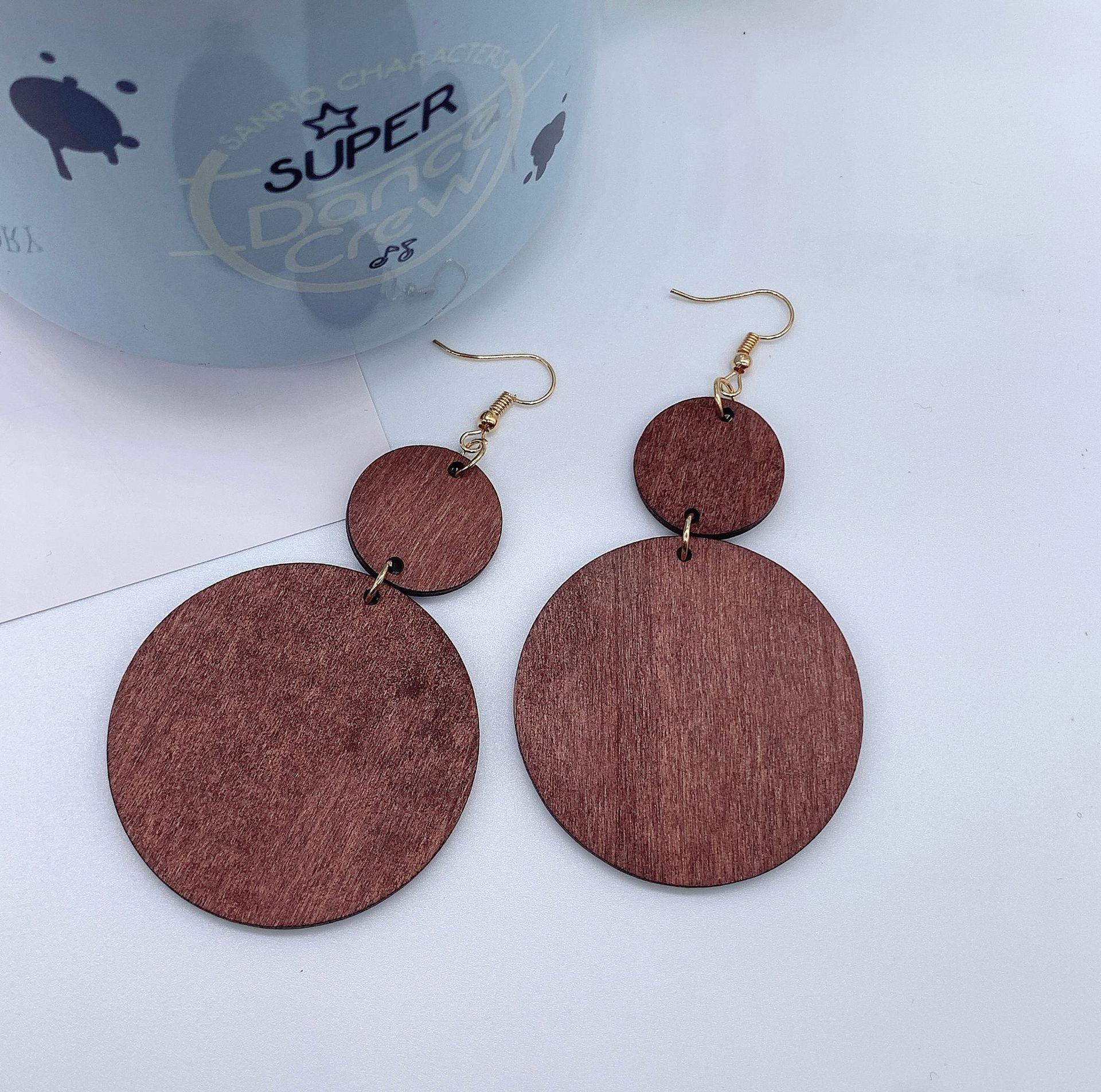 欧美简约风女士耳环几何菱形木质耳环时尚耳坠外贸跨境电商热卖货详情9