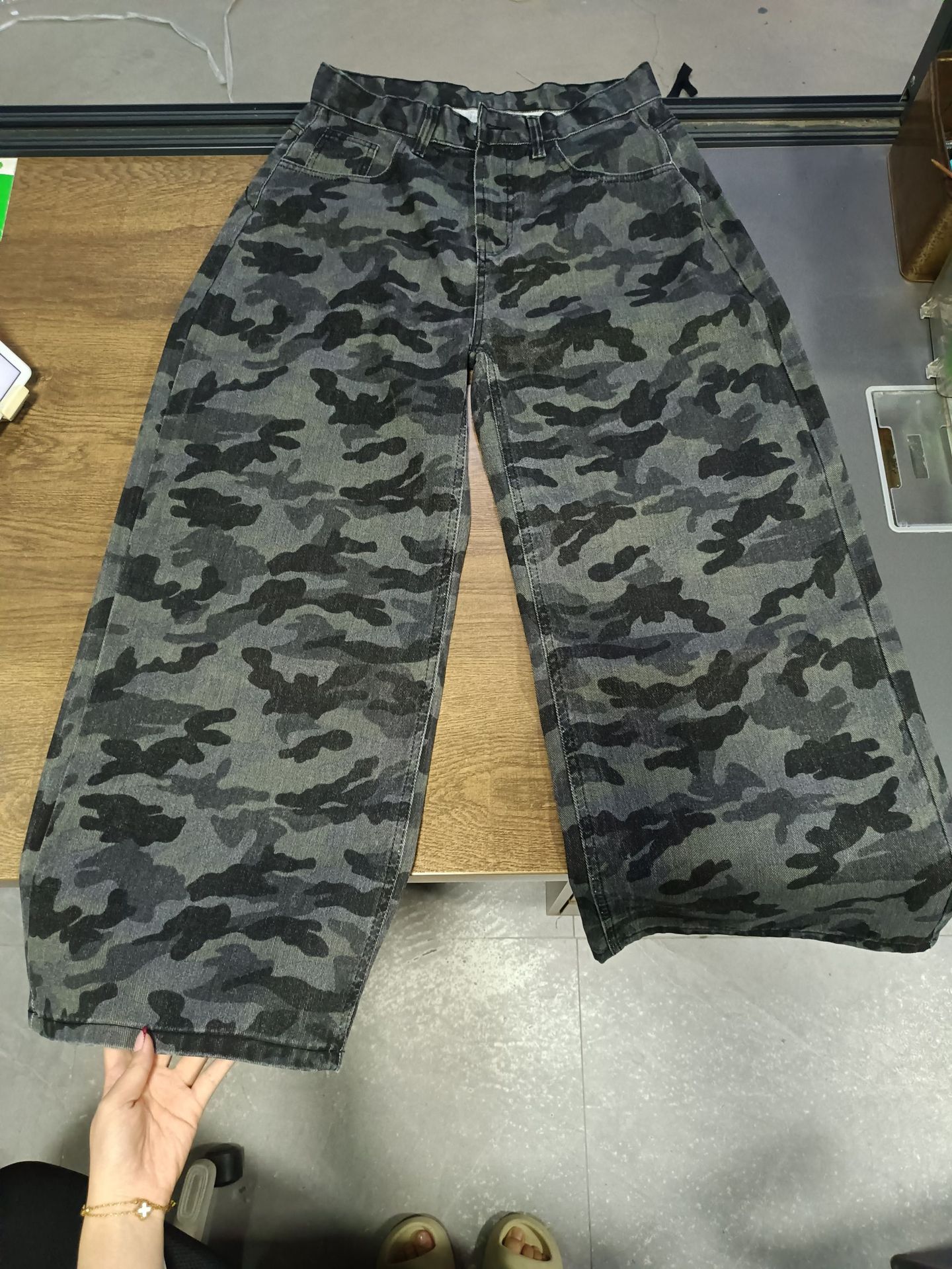 军绿色迷彩牛仔裤男款秋夏季伐木工装裤子美式高街直筒休闲长裤子详情13