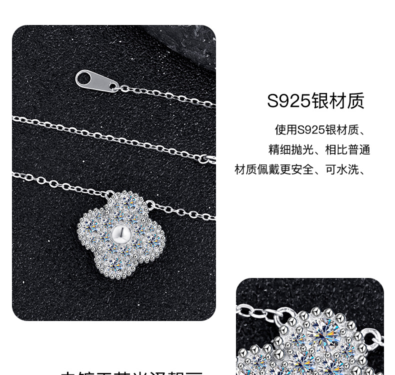 Cross-border clover light luxury fashion five-color necklace, high-end light luxury pendant, fashionable pure silver temperament collarbone chain pic 9