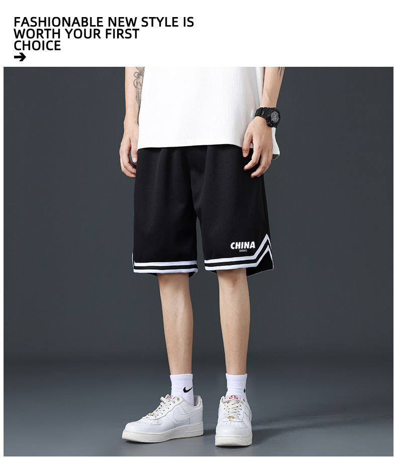 夏季冰丝短裤男潮流薄款沙滩裤宽松百搭直筒大码休闲运动中裤男详情1