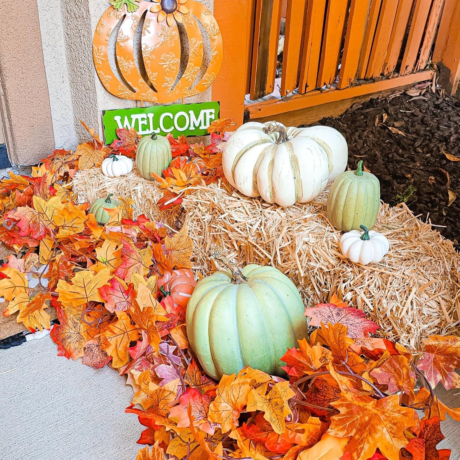 跨境丰收节仿真枫叶藤条万圣节摄影布景壁挂吊顶装饰批发仿真枫叶详情5