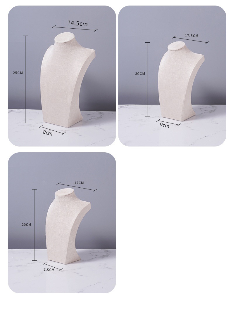 Velvet necklace display stand, portrait model jewelry stand, necklace neck model counter display prop, necklace stand pic 5