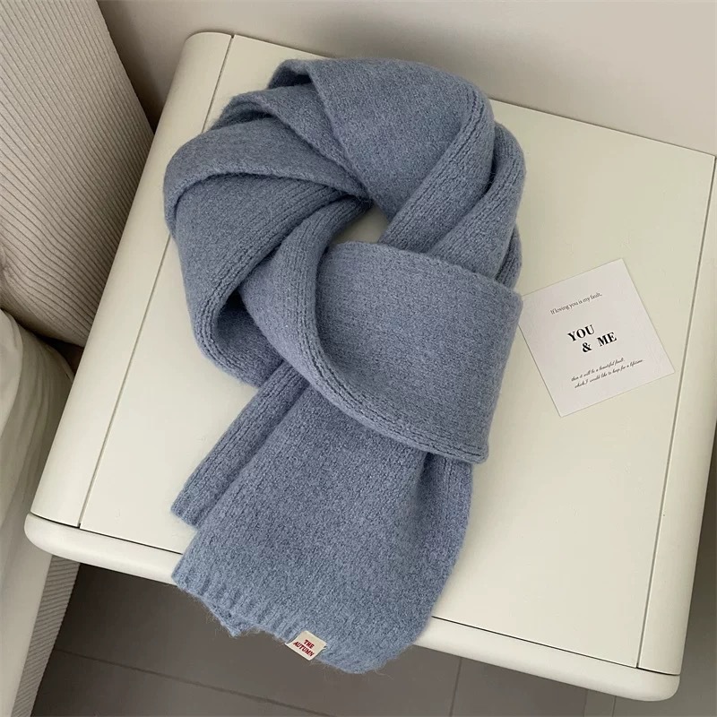 One-piece consignment wholesale of Korean solid color versatile autumn and winter new woolen couple and student small scarves, cute knitted warm scarves, street stall wholesale pic 13