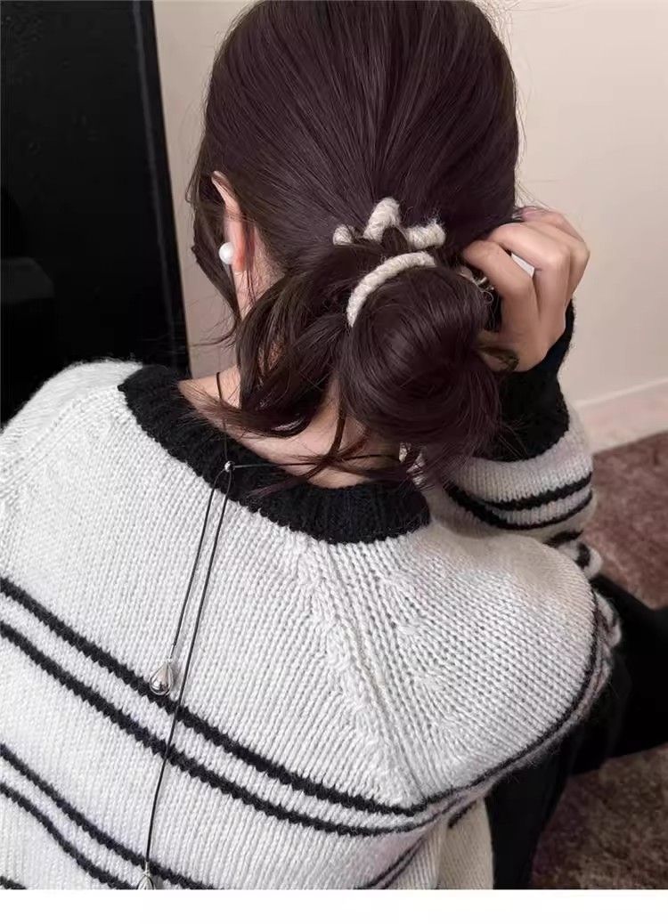 高弹力毛绒电话线发圈女秋冬气质头绳丸子头扎发皮筋耐用高级感发饰详情6