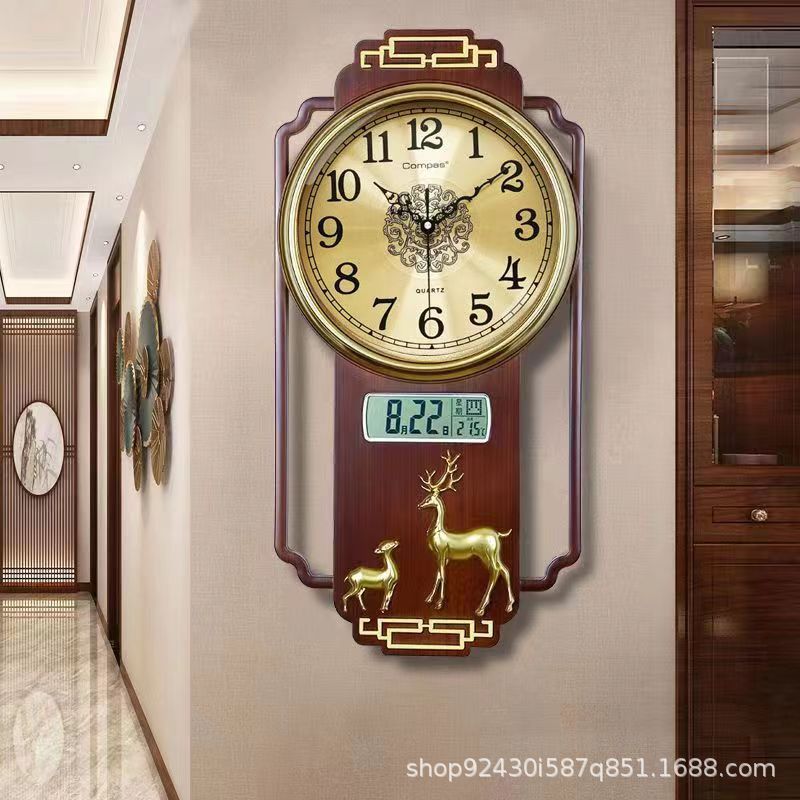 Combas wall clock, new Chinese-style silent living room clock, creative internet-famous clock, home wall quartz clock pic 21