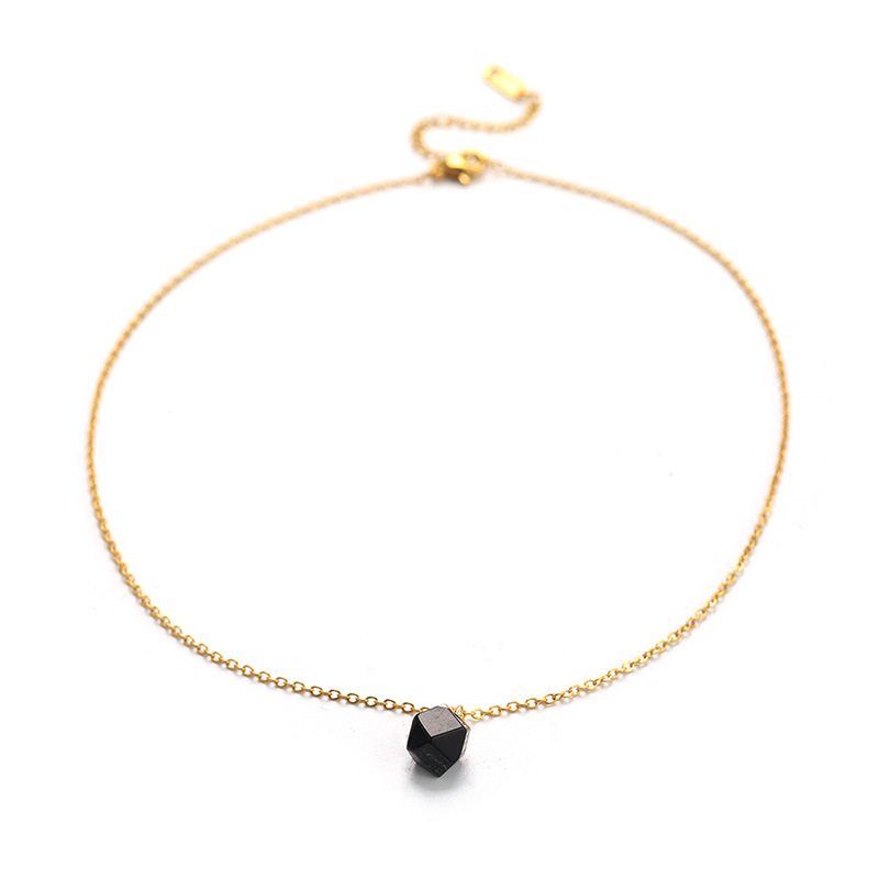 几何锁骨链不规则女ins项链水晶石独立站爆款 黑色天然石颈链批发详情21