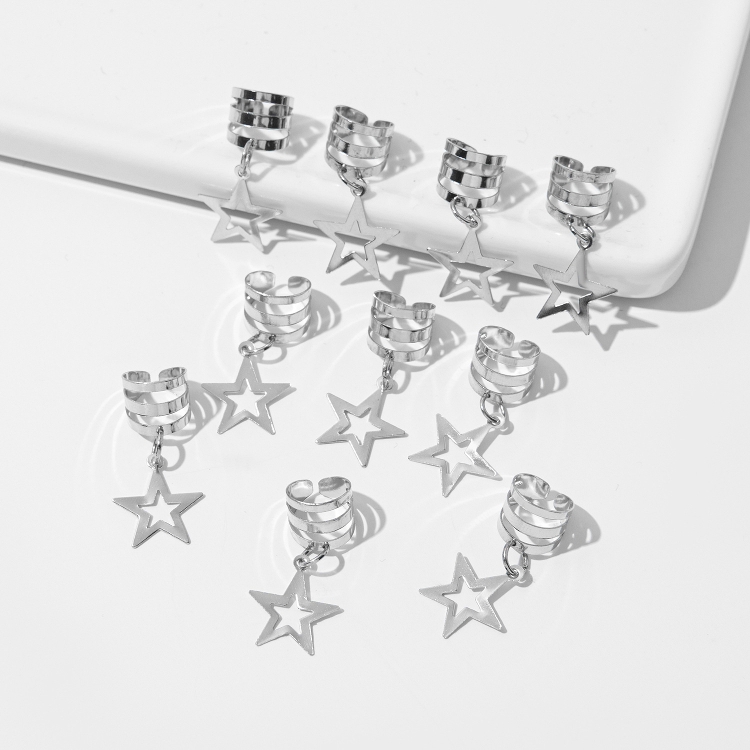 A 10-piece DIY hair accessory buckle set featuring cross-border dreadlocks, open hair bands, hollowed-out five-pointed stars, butterflies and hearts pic 10