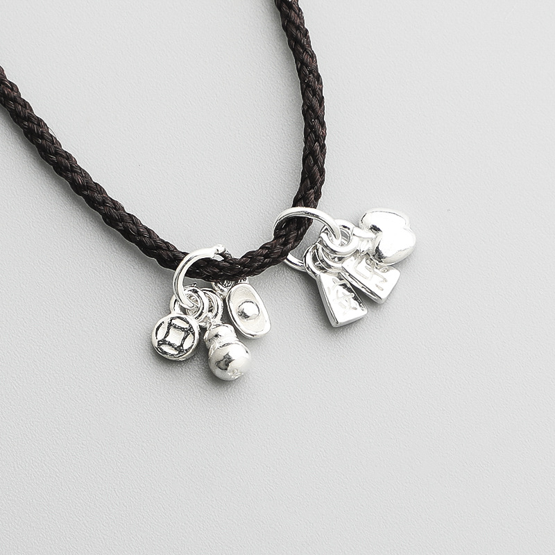 S925 sterling silver Thai Silver Peace and Happiness Pendant DIY beaded rope bracelet Necklace Money and Fortune Pendant accessory pic 3