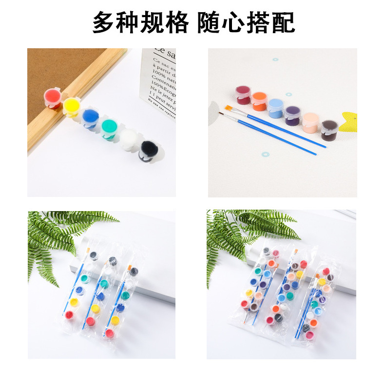 厂家供应儿童丙烯颜料12色6连体学生美术画画涂色石膏娃娃颜料条详情5