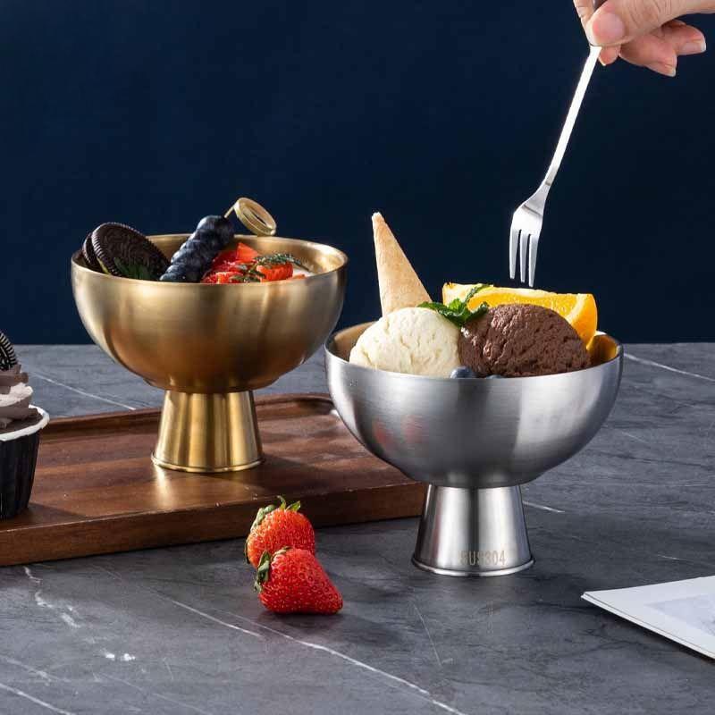 304不锈钢碗冰淇淋杯刨冰杯高脚小吃碗水果杯ins网红雪糕碗甜品杯详情2