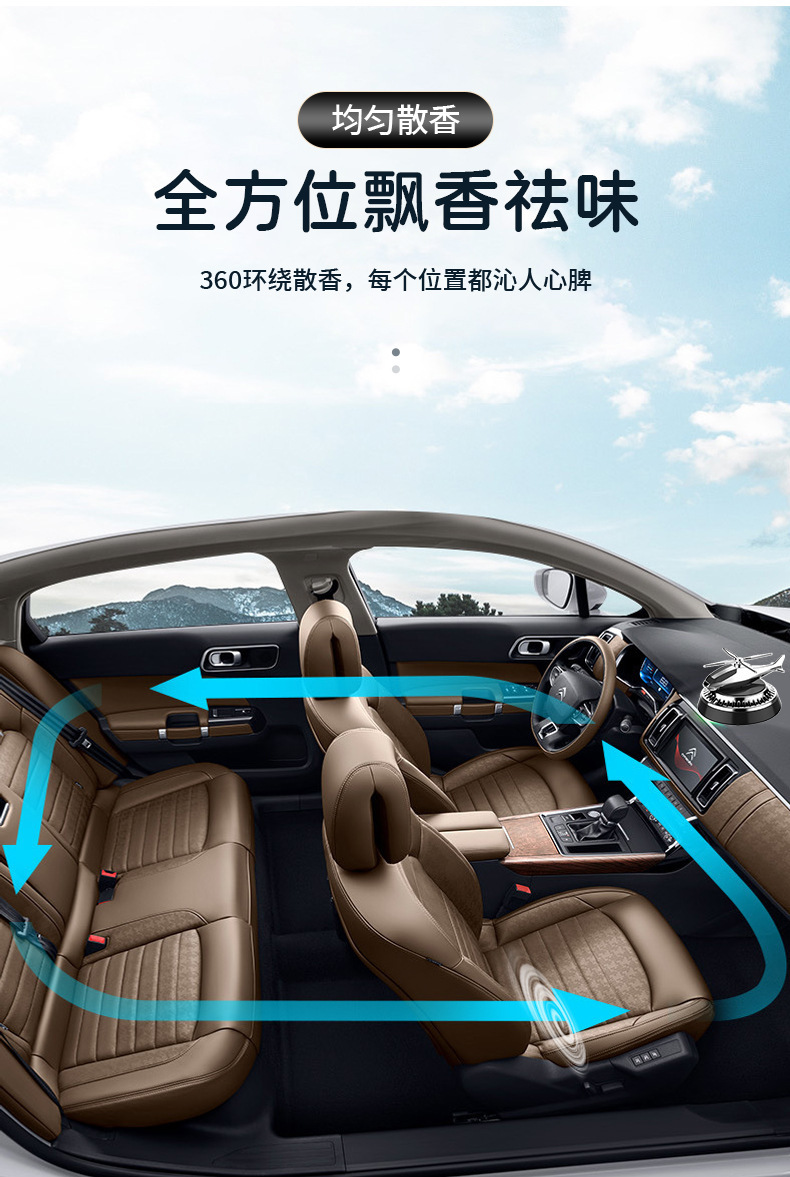 Solar-powered rotating car helicopter aromatherapy creative car perfume, car fragrance aircraft perfume stand decoration pic 7