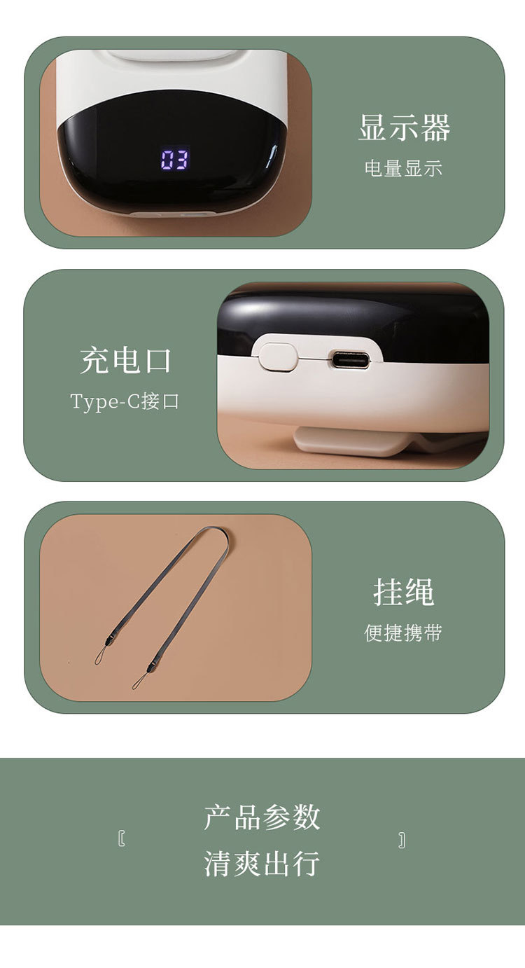 New waist-hanging fan, portable USB neck-hanging fan, outdoor construction site, strong wind force, large capacity, mini and compact pic 14