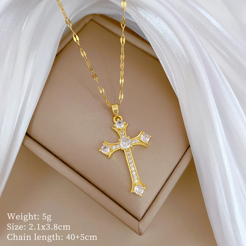 【钛钢】铜微镶爱心时尚轻奢气质华丽满钻项链女百搭锁骨链钛钢详情7