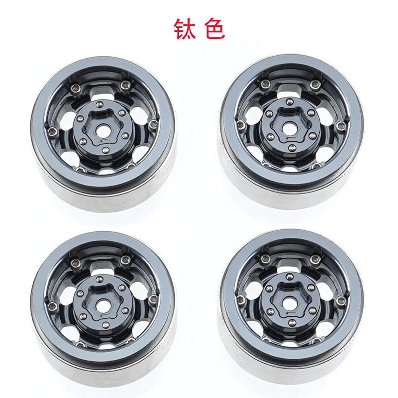 Four pieces of high-gap bead alloy lock rims, suitable for TRX-4M 1/18 automotive truck model upgrade spare parts pic 2
