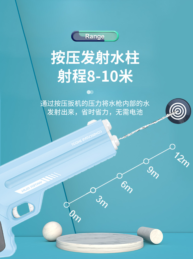 Cross-border automatic water suction electric water gun, continuous firing, children high-pressure water spraying, adult beach water fight, large-capacity water gun pic 7
