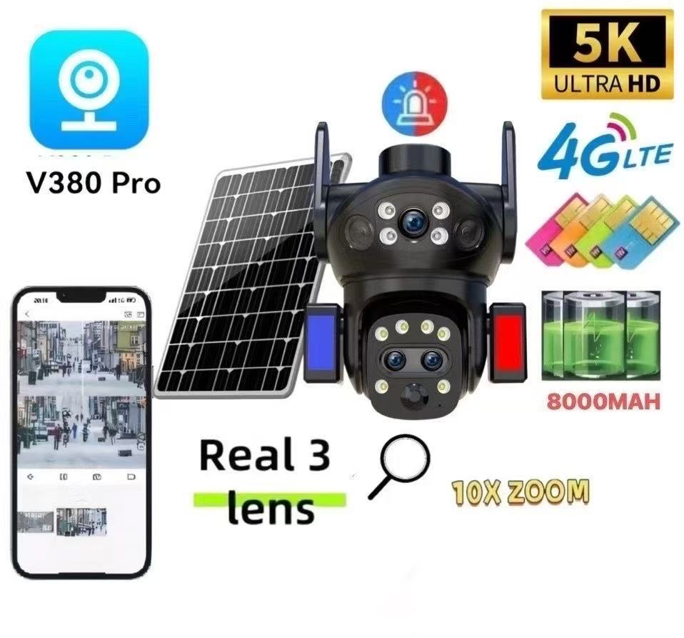 4G outdoor solar camera V380 10x zoom SolarCamera8MP high-definition night vision pic 1