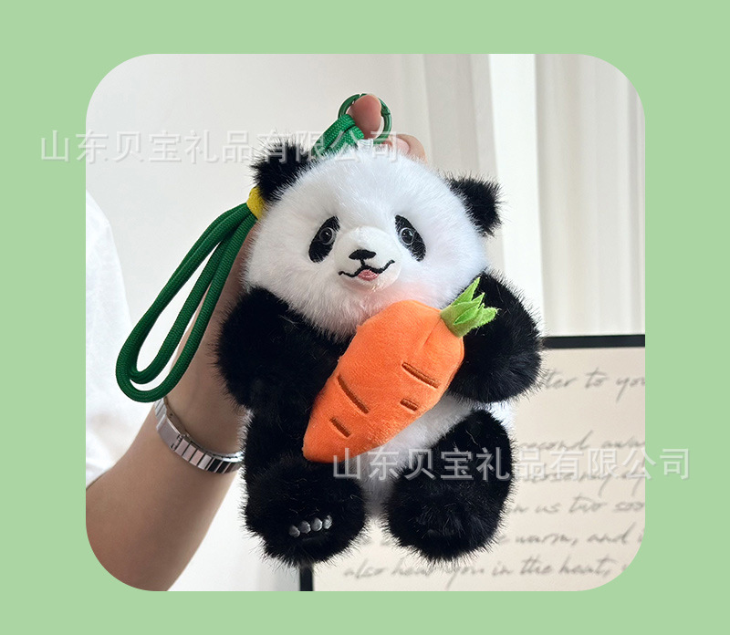 掌中宝熊猫公仔毛绒挂件动物园景区抱苹果熊猫玩偶娃娃跨境批发详情14
