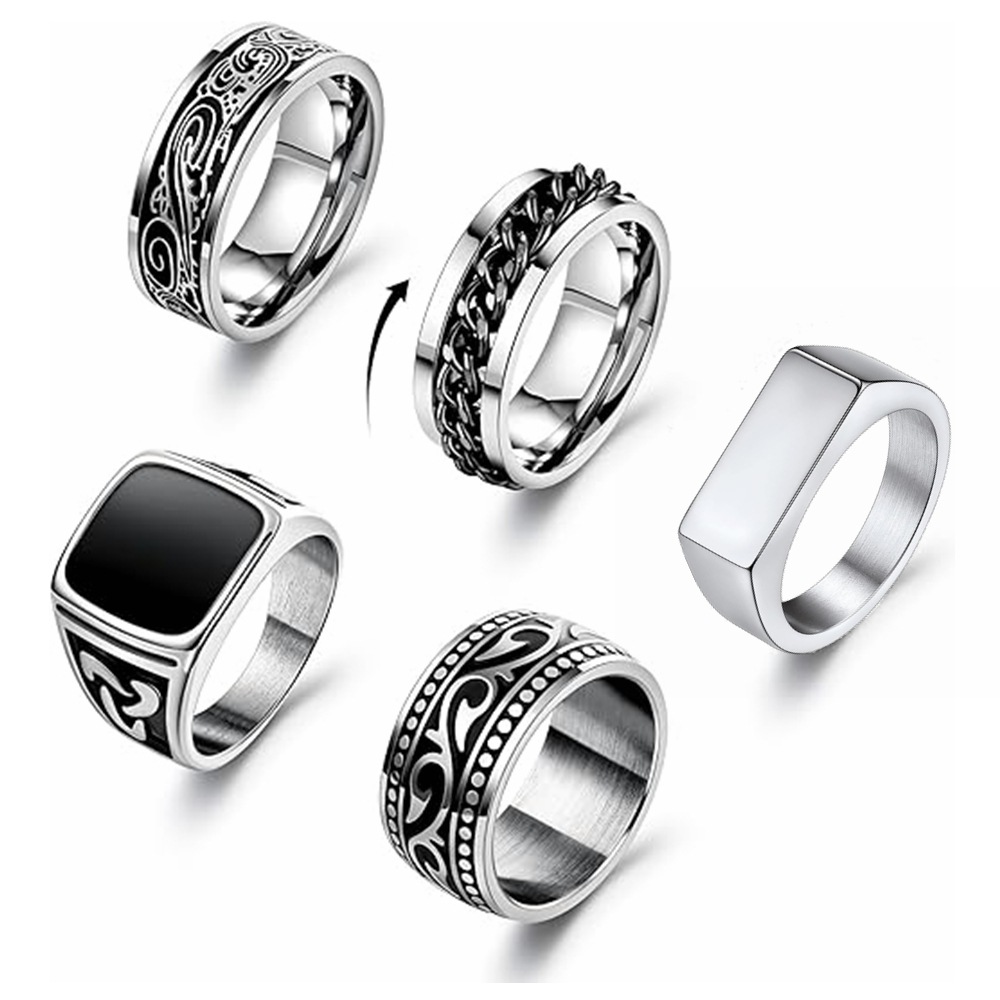 Wholesale of best-selling titanium steel chain rings, rotating ring sets and stainless steel jewelry for cross-border e-commerce in Europe and America pic 2