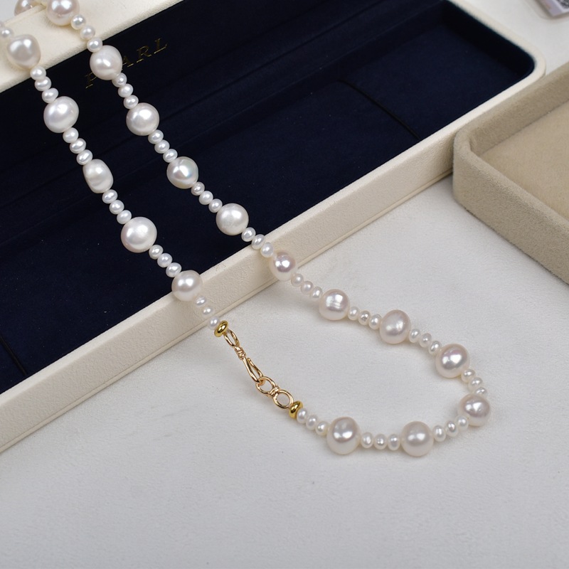 Irregular-shaped Baroque natural freshwater pearl necklace for women, exquisite and simple, irregular collarbone chain necklace pic 12