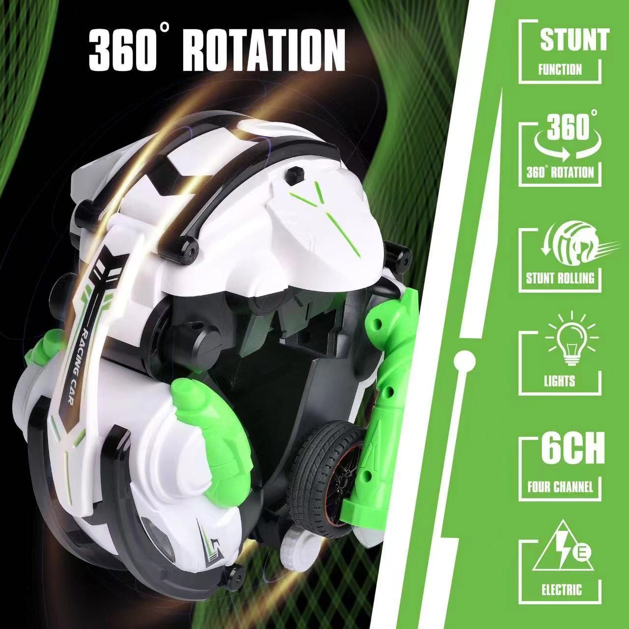 2.4G高速变形翻滚车六轮灯光控制锁轮男孩360度翻滚遥控车玩具详情1