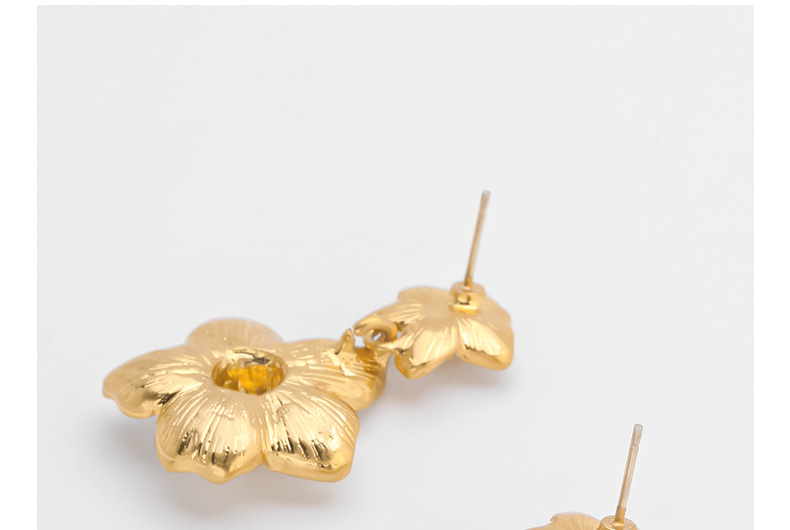 国风精致优雅花朵耳环气质高级感中古耳钉滴釉珐琅复古耳饰耳钉女详情19