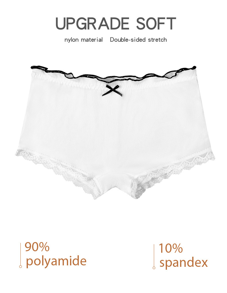 Olivia's Night跨境专供纯棉平角内裤女生纯色低腰透气收腹无痕大码女士内裤批发详情5