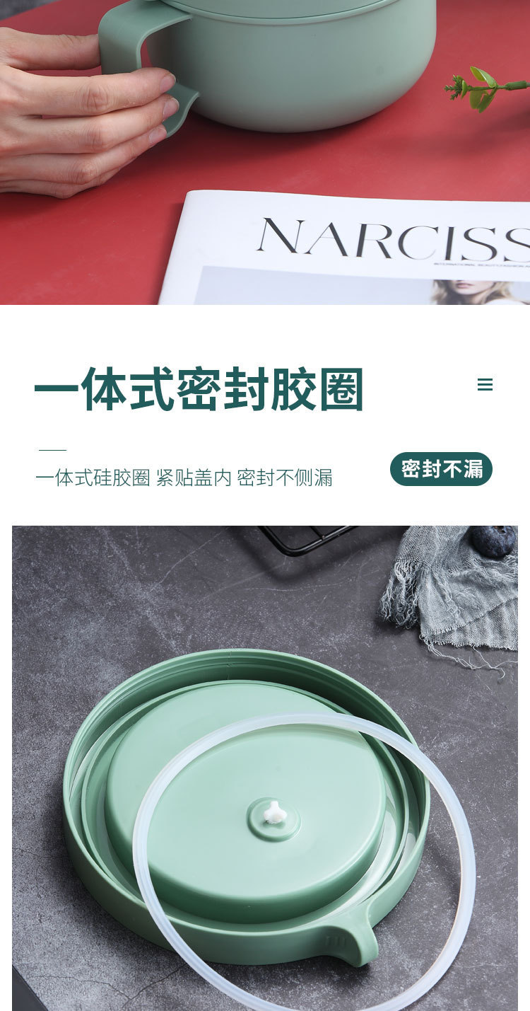 创意304不锈钢泡面碗 上班族便携式圆形保温饭盒 带勺不锈钢餐具详情7