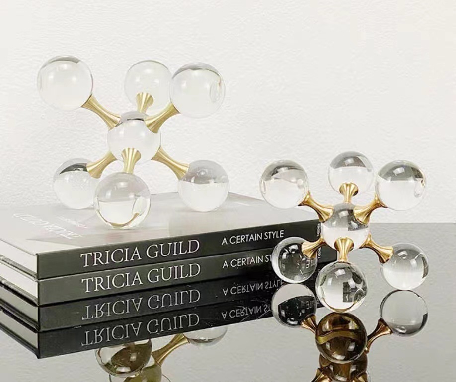 Modern and simple geometric metal crystal molecular ball decorative items, model room, living room, entrance hall, TV cabinet, desktop decoration pic 2
