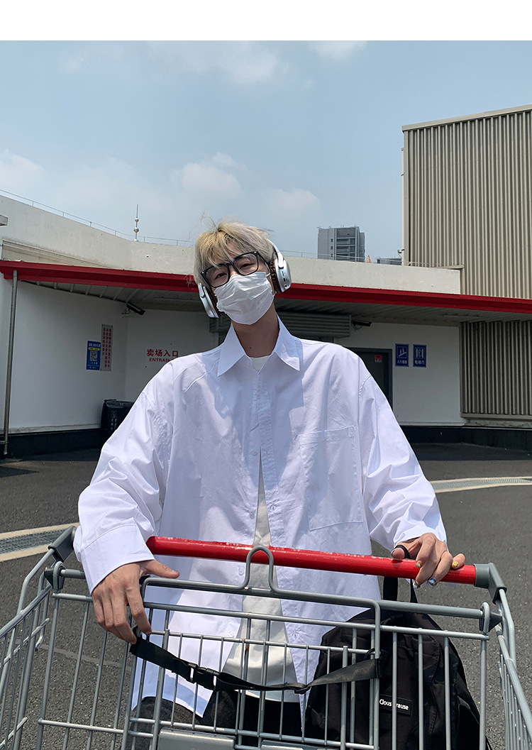 简恒薄款纯棉纯色衬衫男士长袖宽松防晒外套秋季痞帅日系休闲衬衣 pic 24