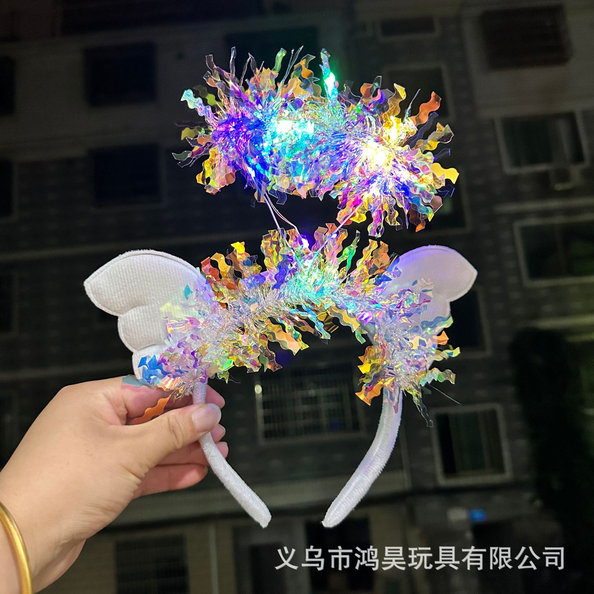 新款发光金丝闪光天使翅膀头箍生天使小翅膀网红仙女头饰厂家批发详情4