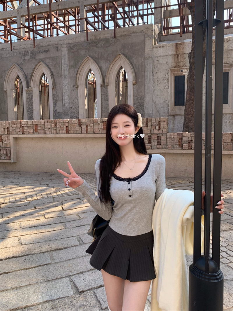 韩版磨毛加绒加厚方领锁骨打底衫女秋冬新款保暖修身内搭长袖上衣详情20