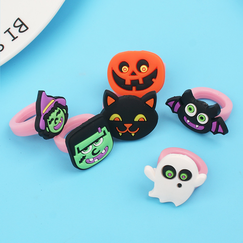 跨境小商品硅胶戒指南瓜圣诞节派对卡通儿童手环万圣节戒指厂现货详情10