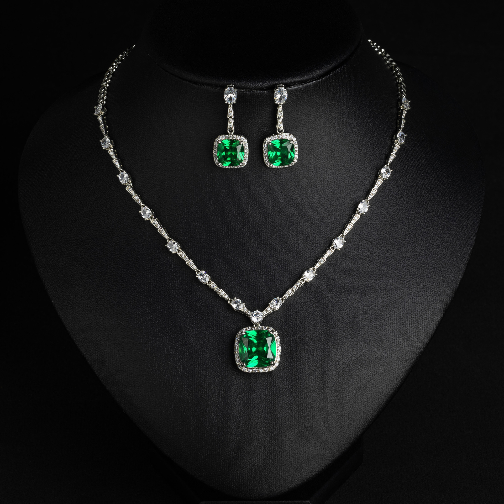Explosivo crossover nicho sentido gordo cuadrado tesoro pendientes collar de mujer zafiro real nido de pájaro corte diamante rojo colgante conjunto lytj30315 gettisa banquete vestido joyería joyería de moda cross border multi accesorios pic 5