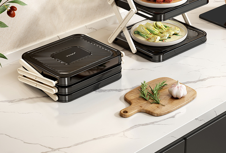 Kitchen food preparation rack, foldable multi-layer countertop, multi-functional storage tool, hot pot ingredient rack pic 2