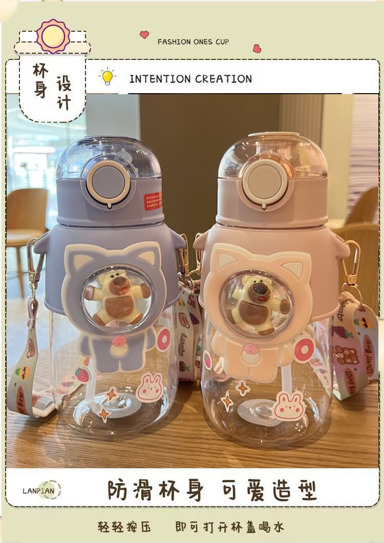 可爱卡通吸管水杯高颜值大水壶便携少女学生杯子耐高温塑料水杯详情4