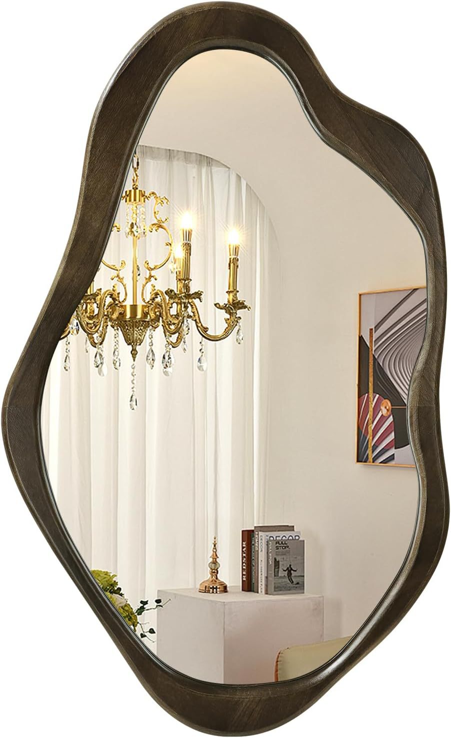 钢化镜中古风全实木异形镜壁挂式穿衣镜挂墙玄关装饰镜镜子全身镜详情4