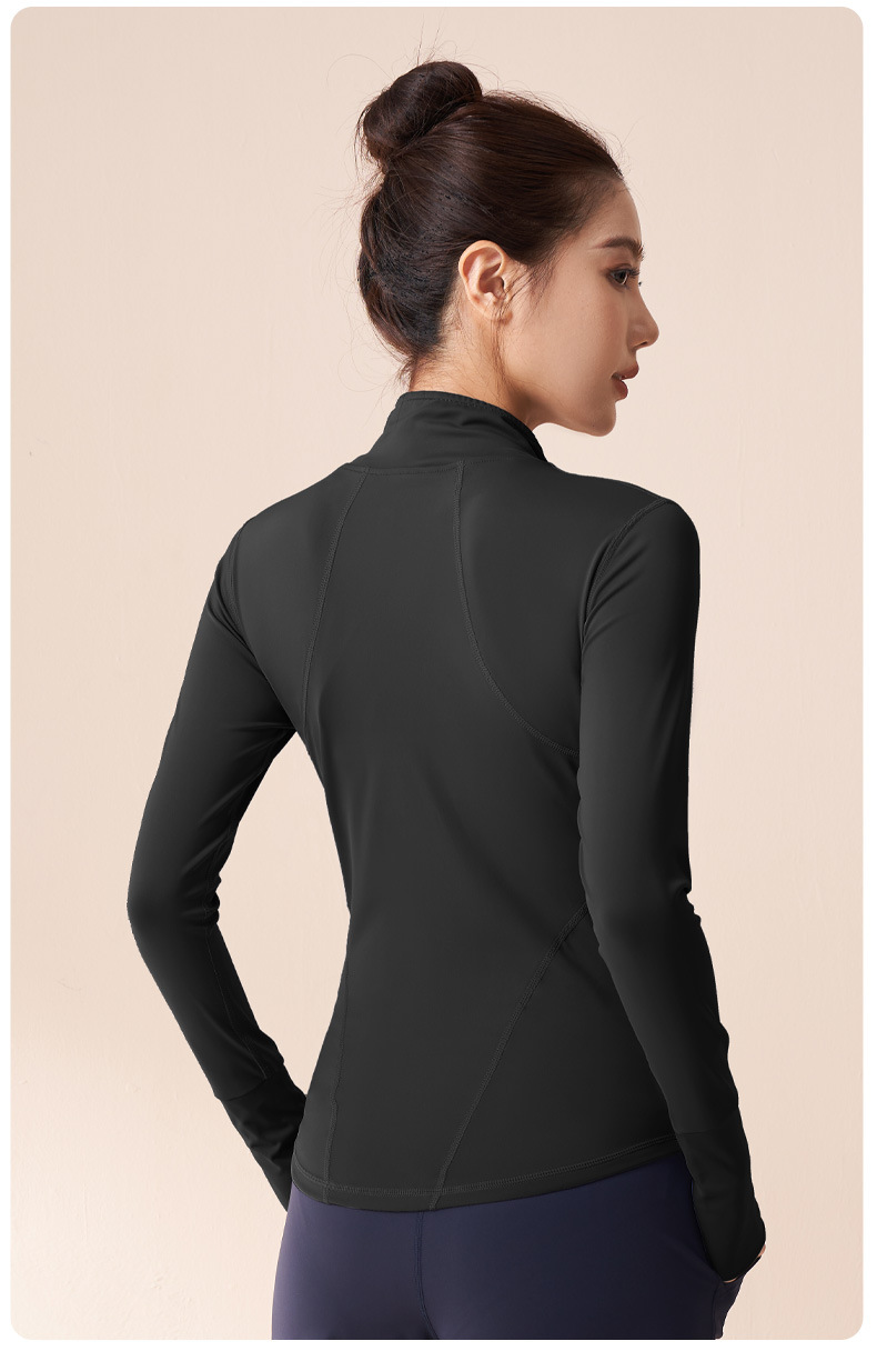 Juyitang Summer Yoga Coat, seamless stand-up collar stretch sports coat, stretch outdoor sports top pic 16