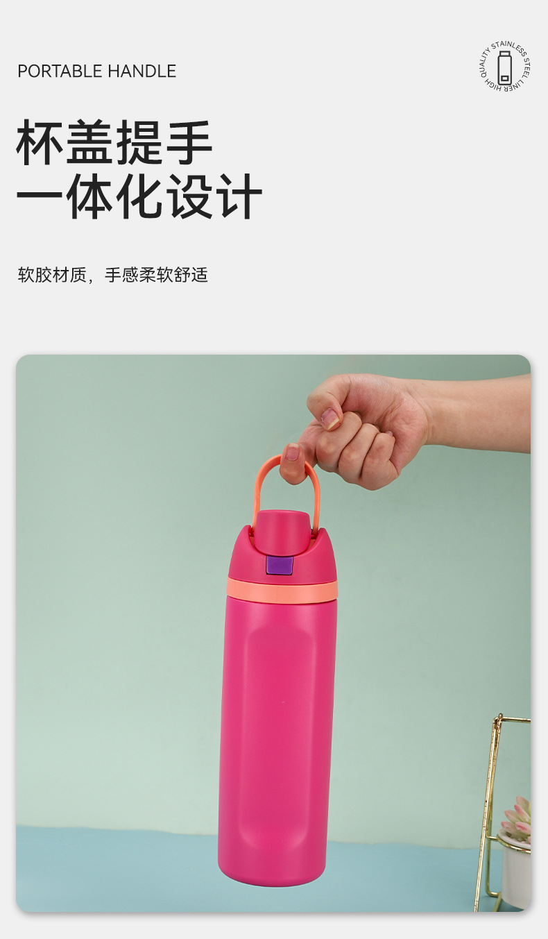 新款户外真空提手弹跳杯304不锈钢保温杯简约水果杯运动双饮杯详情5