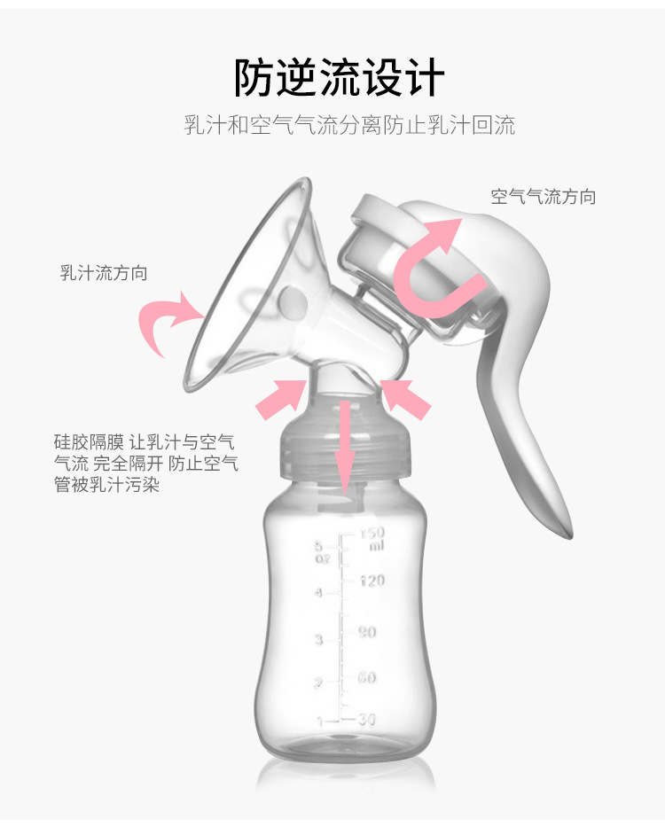 跨境新款免手扶手动吸奶器孕妇便携挤奶器母婴用品厂家批发详情11