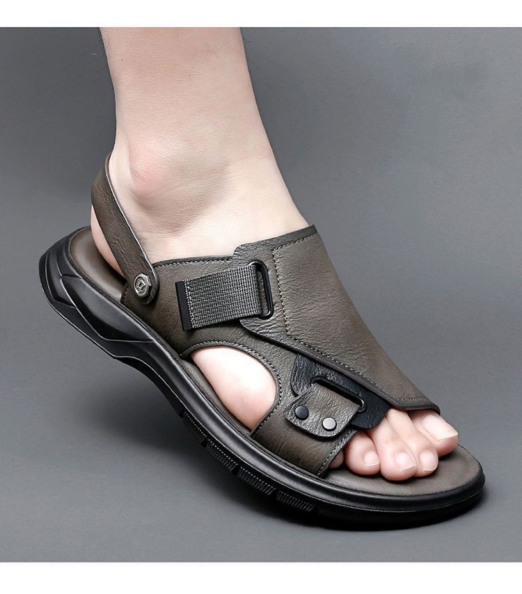 真皮牛皮凉鞋男真皮新款室外穿开车男士拖鞋男潮夏季沙滩鞋子男详情20