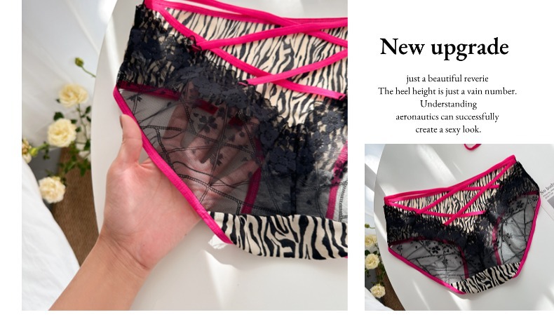 2026's best-selling high-end sexy cut-out leopard print high-waisted seamless lace underpants for women, seductive pure desire triangle pants pic 13