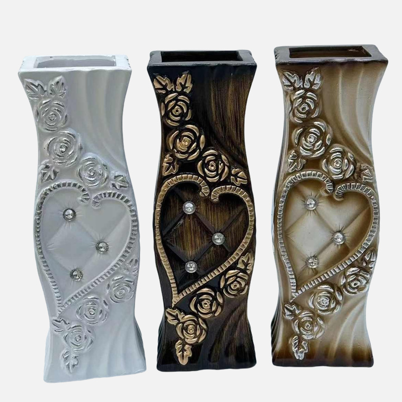 French retro vase, plastic imitation ceramic relief mini vase, ins style, bedroom hydroponic flower arrangement, living room decoration pic 22