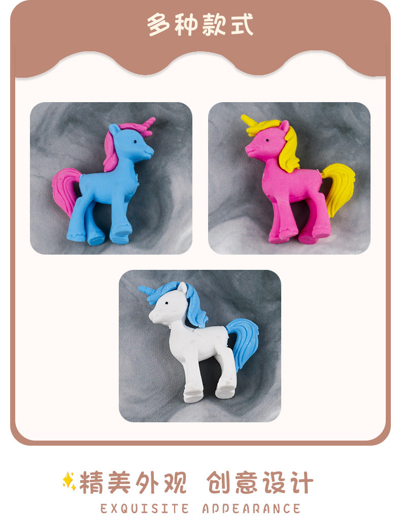 Unicorn Eraser, a creative cartoon stationery for children and primary school students, mini eraser, clean and with less debris pic 3