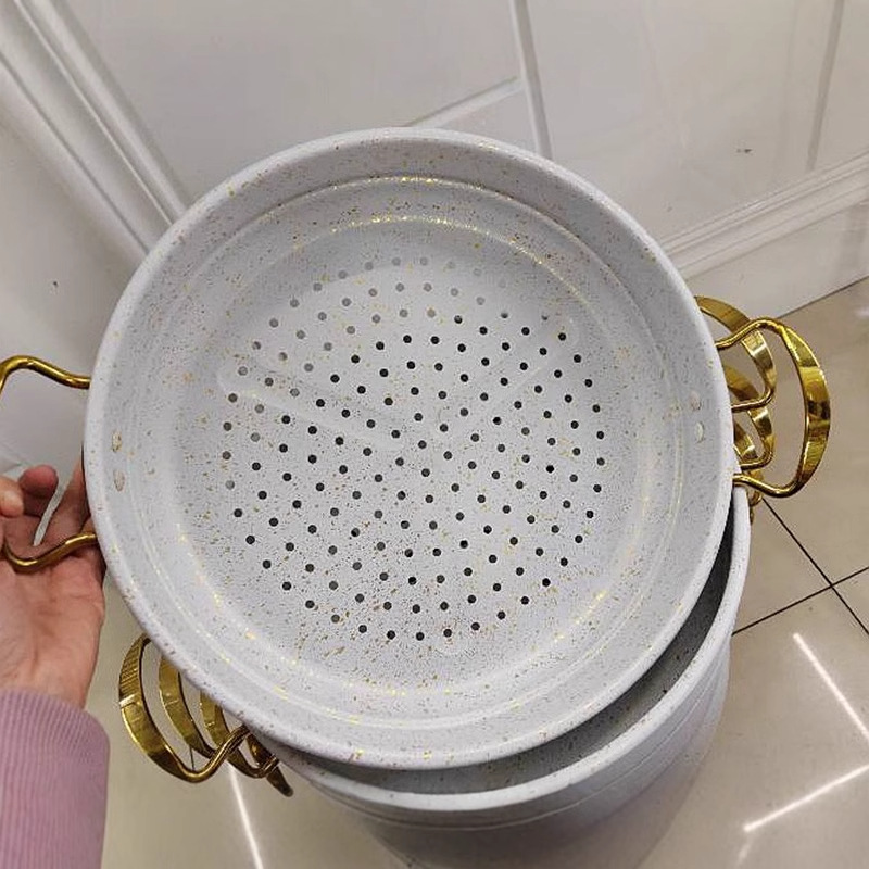 Aluminum non-stick non-smoke marble 4layers non-stick steamer nonstick 4layers steamer 30cm pic 3