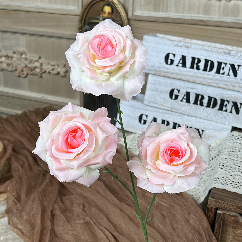 仿真钻石玫瑰假花人造花成品婚庆用花地排造景花高级感客厅插花束详情14