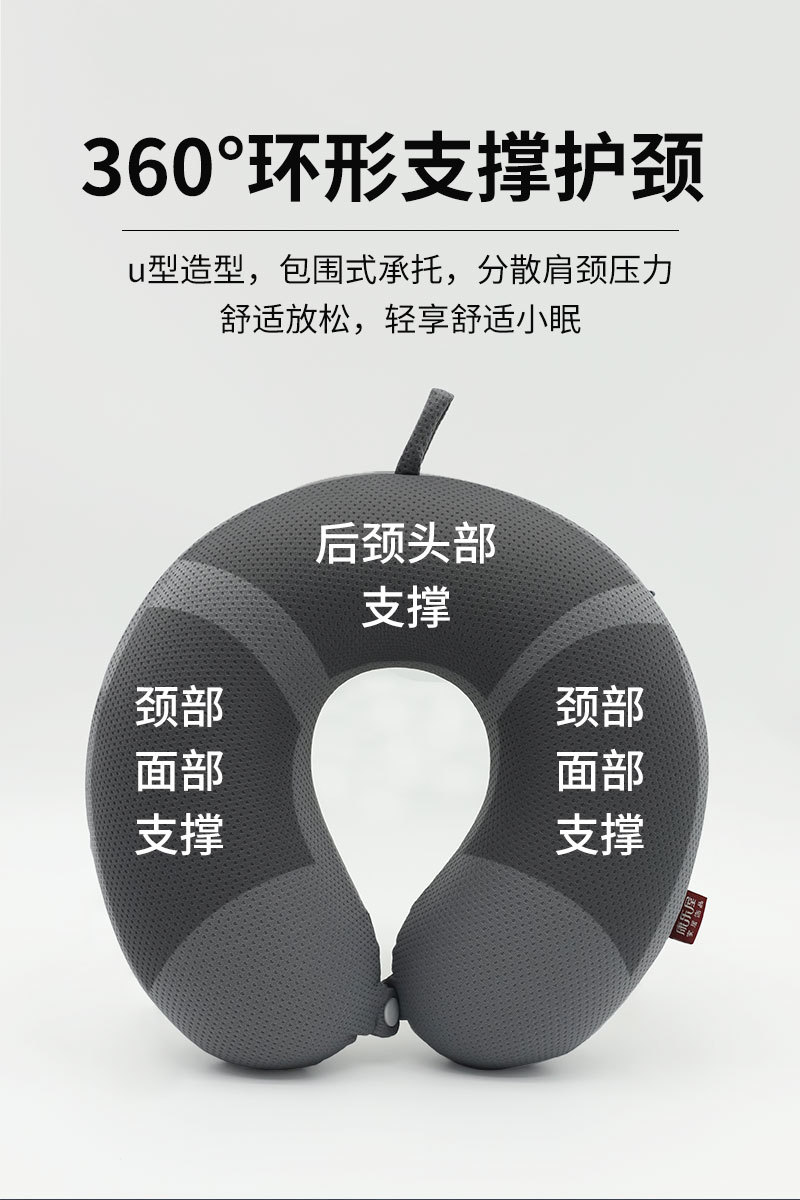 Solid color office travel memory foam U-shaped pillow, Kanglewu simple honeycomb fabric business neck support pillow, neck pillow wholesale pic 5