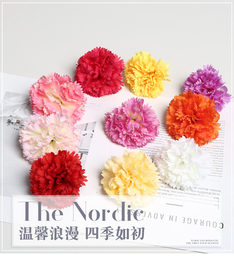 8cm仿真多色绢布康乃馨花头母亲节花束家居装饰diy插花蛋糕花配件详情1